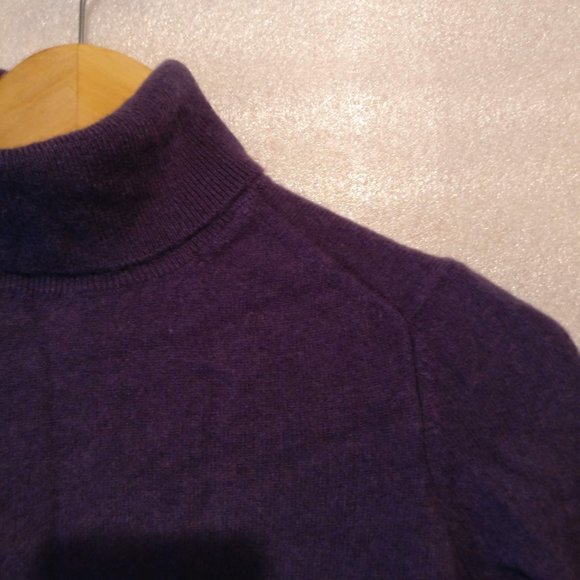 Turtleneck Cashmere Wool blend ribbed knit sweater, purple turtleneck sweater XS - Picture 3 of 9